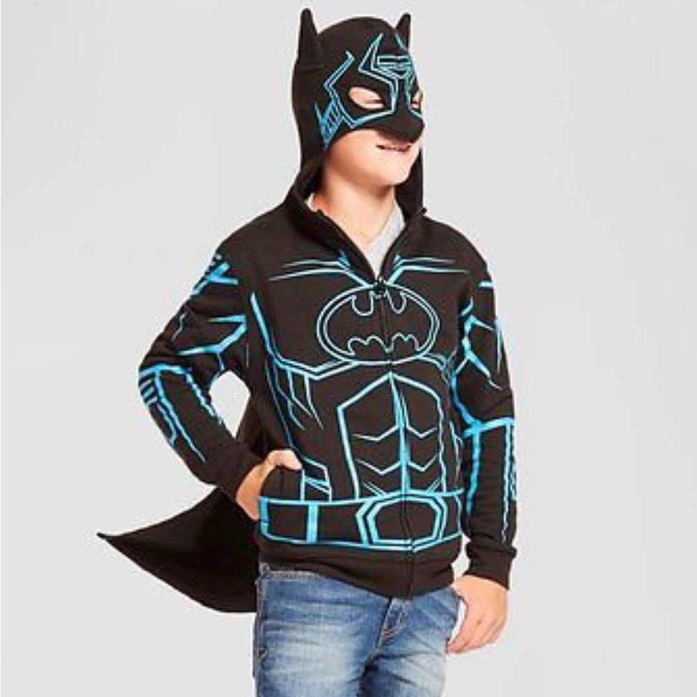 Glow in the Dark Batman Black Hoodie with Detachable Cape